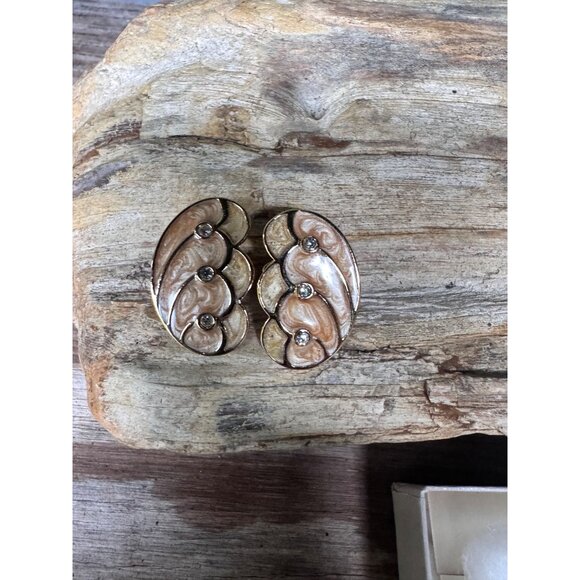 Kenneth Jay Lane For Avon Gold-Tone Clip-On Earrings With Rhinestones Elegant - Picture 1 of 5